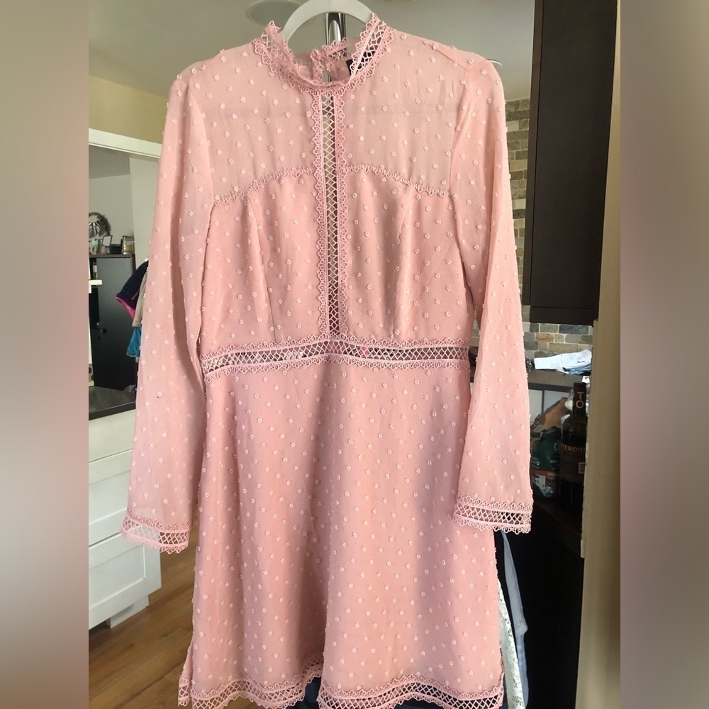Bardōt Pink Boho Swiss Dot Long Sleeve Dress - Picture 4 of 9